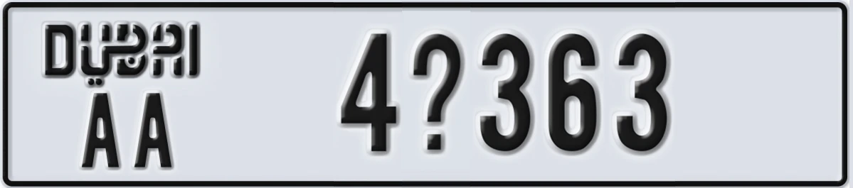UAE License Plate Dubai AA 4X363