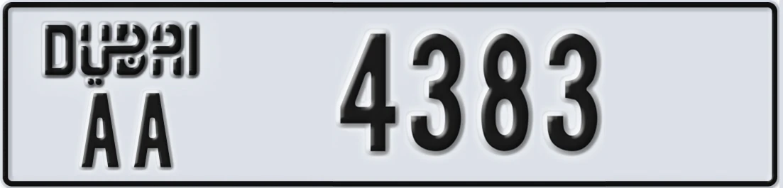 UAE License Plate Dubai AA 4X383