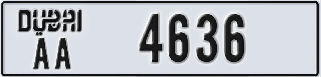 UAE License Plate Dubai AA 4X636