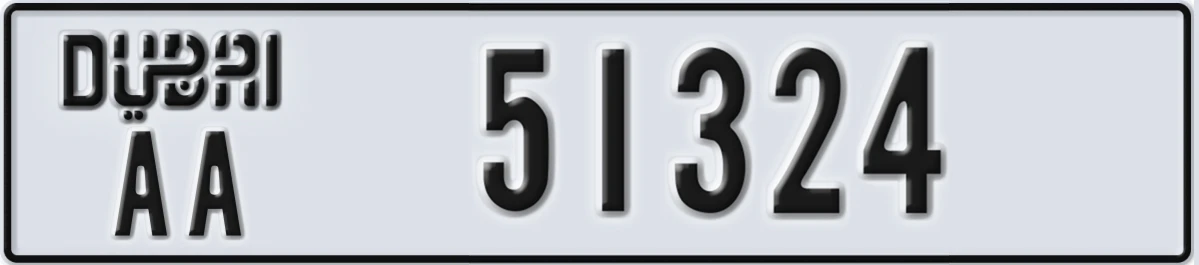 UAE License Plate Dubai AA 51324