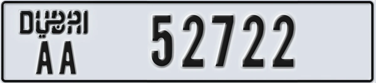 UAE License Plate Dubai AA 52722