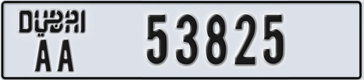 UAE License Plate Dubai AA 53825