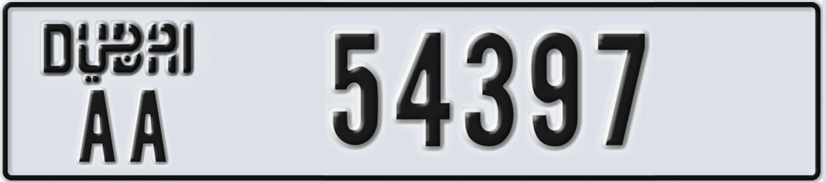 UAE License Plate Dubai AA 54397