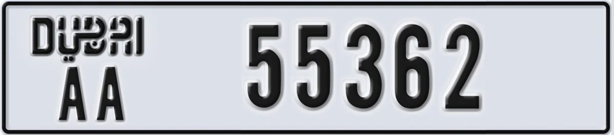 UAE License Plate Dubai AA 55362