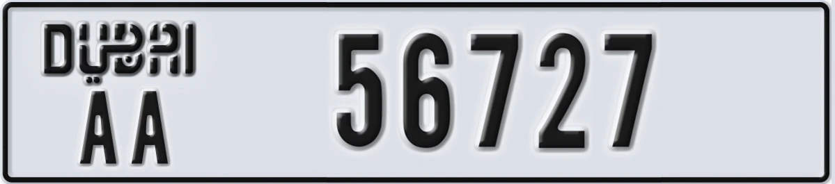 UAE License Plate Dubai AA 56727