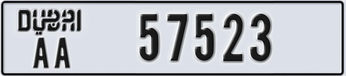UAE License Plate Dubai AA 57523
