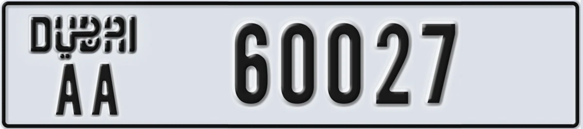 UAE License Plate Dubai AA 60027
