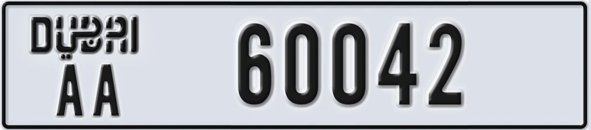 UAE License Plate Dubai AA 60042