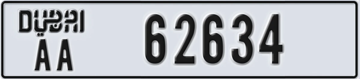 UAE License Plate Dubai AA 62634