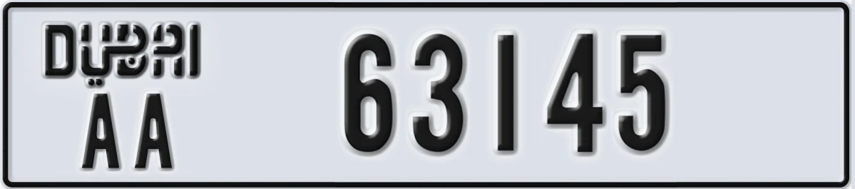 UAE License Plate Dubai AA 63145