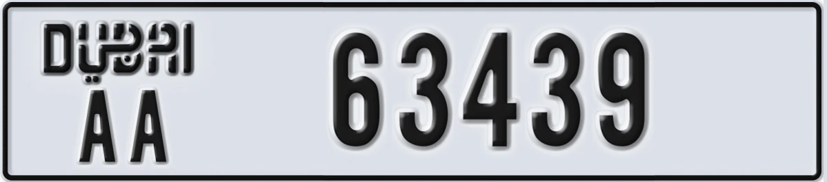 UAE License Plate Dubai AA 63439