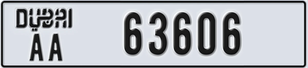 UAE License Plate Dubai AA 63606
