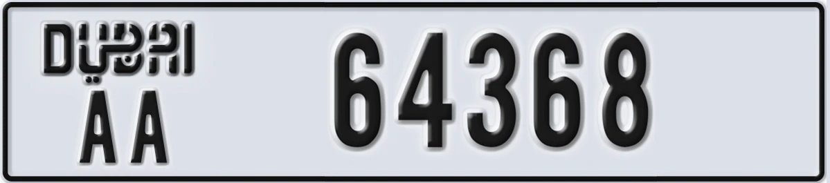 UAE License Plate Dubai AA 64368