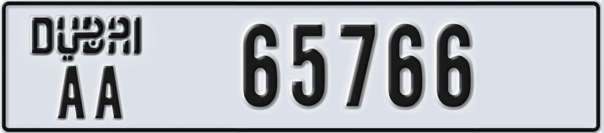 UAE License Plate Dubai AA 65766