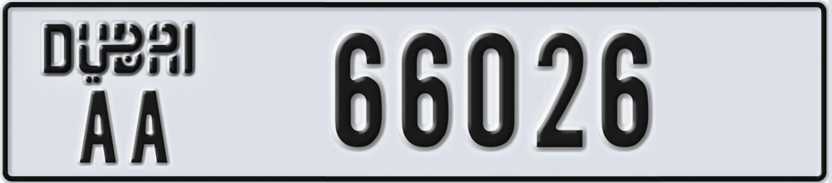 UAE License Plate Dubai AA 66026