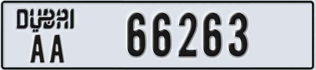 UAE License Plate Dubai AA 66263