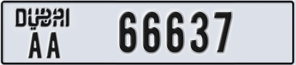 UAE License Plate Dubai AA 66637