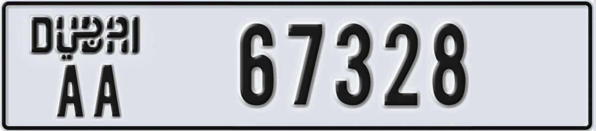UAE License Plate Dubai AA 67328