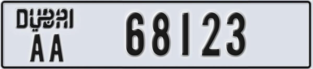 UAE License Plate Dubai AA 68123