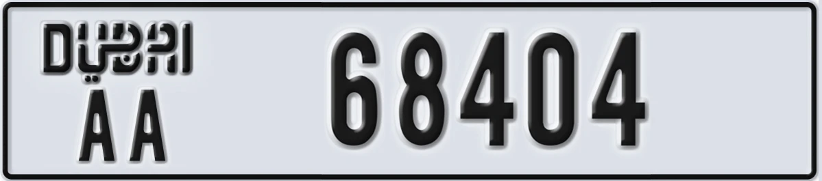 UAE License Plate Dubai AA 68404