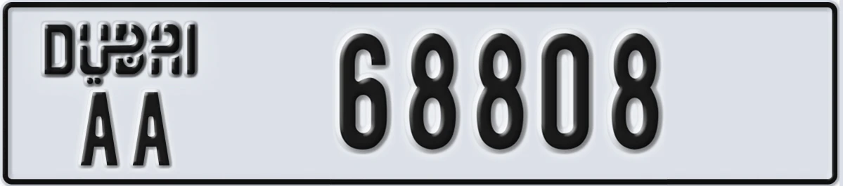 UAE License Plate Dubai AA 68808