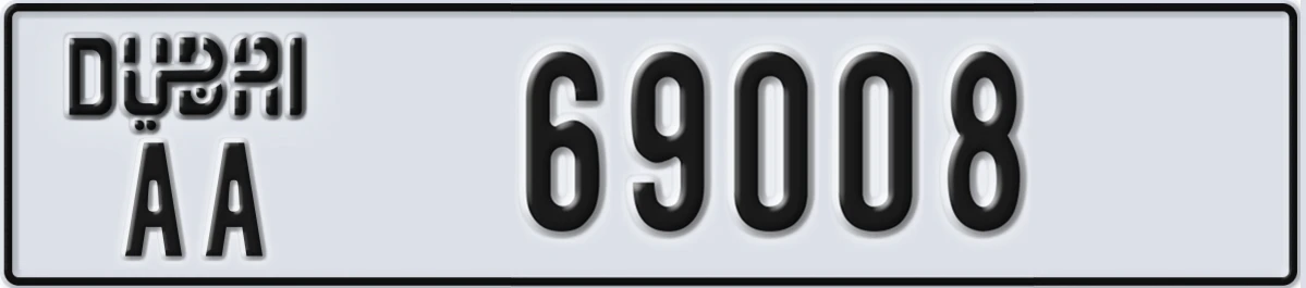 UAE License Plate Dubai AA 69008