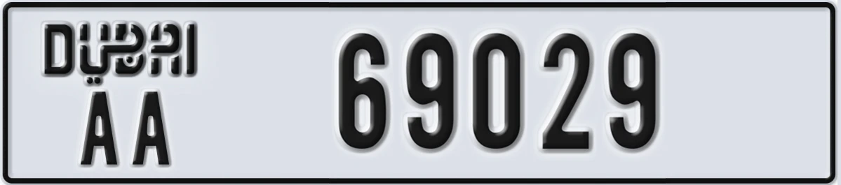 UAE License Plate Dubai AA 69029