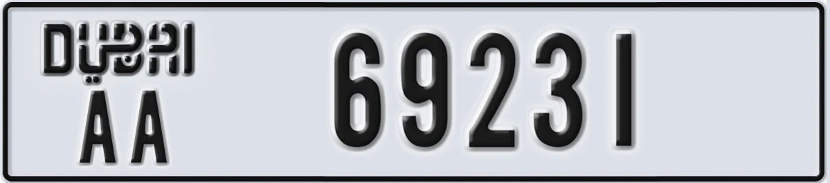 UAE License Plate Dubai AA 69231