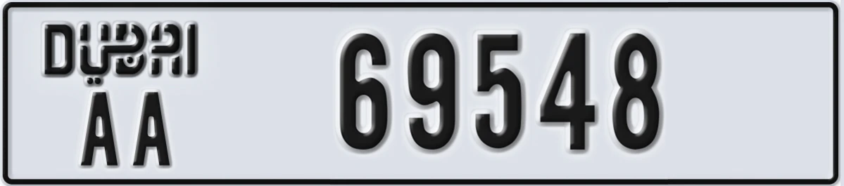 UAE License Plate Dubai AA 69548