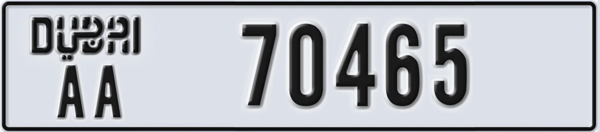 UAE License Plate Dubai AA 70465