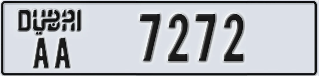 UAE License Plate Dubai AA 727X2