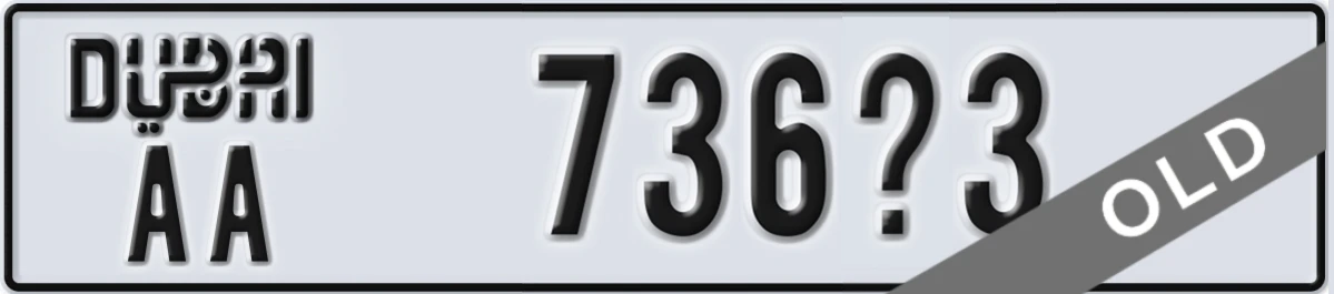 UAE License Plate Dubai AA 736X3