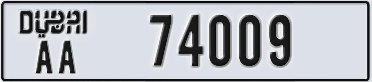 UAE License Plate Dubai AA 74009