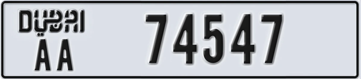 UAE License Plate Dubai AA 74547