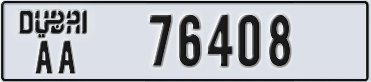 UAE License Plate Dubai AA 76408