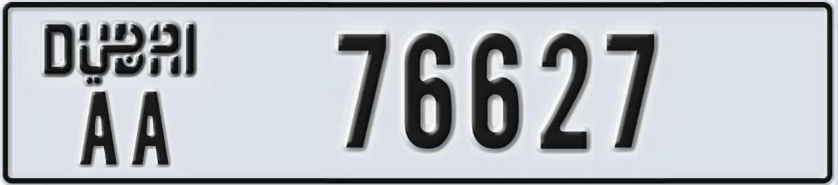 UAE License Plate Dubai AA 76627