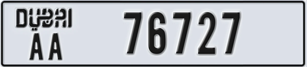 UAE License Plate Dubai AA 76727