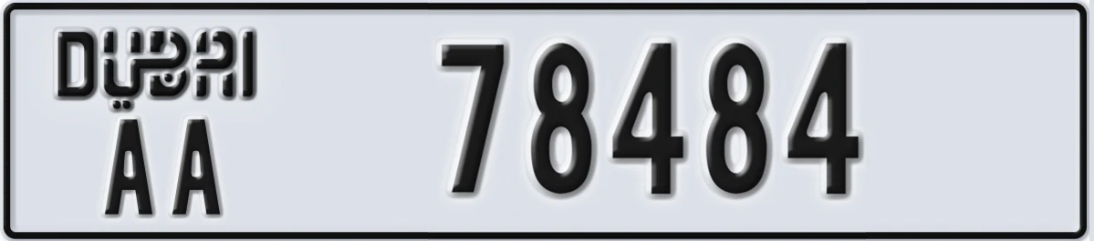 UAE License Plate Dubai AA 78484