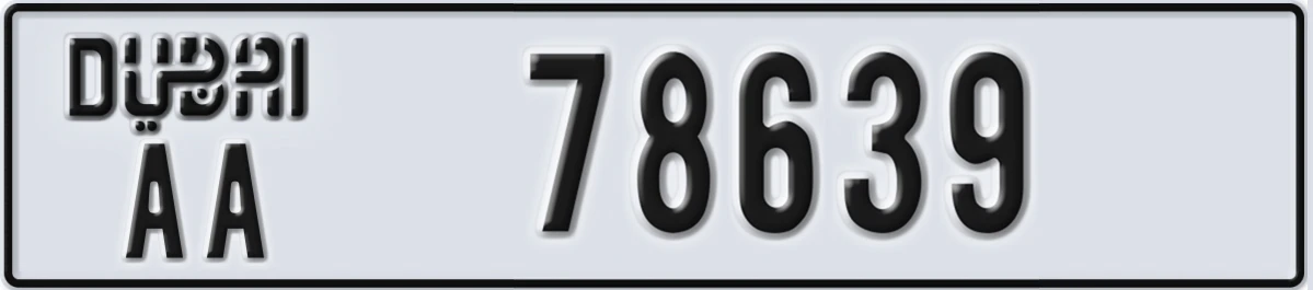 UAE License Plate Dubai AA 78639