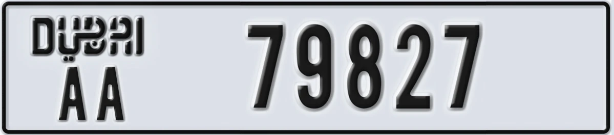 UAE License Plate Dubai AA 79827