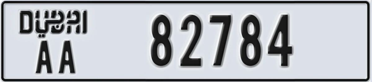 UAE License Plate Dubai AA 82784