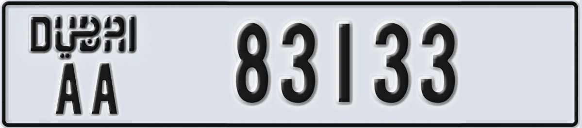 UAE License Plate Dubai AA 83133
