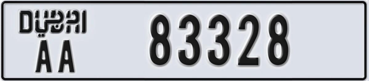 UAE License Plate Dubai AA 83328