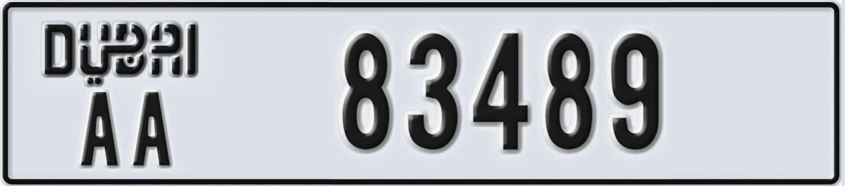 UAE License Plate Dubai AA 83489