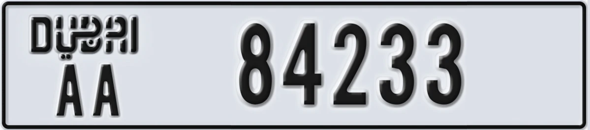 UAE License Plate Dubai AA 84233