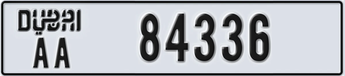 UAE License Plate Dubai AA 84336