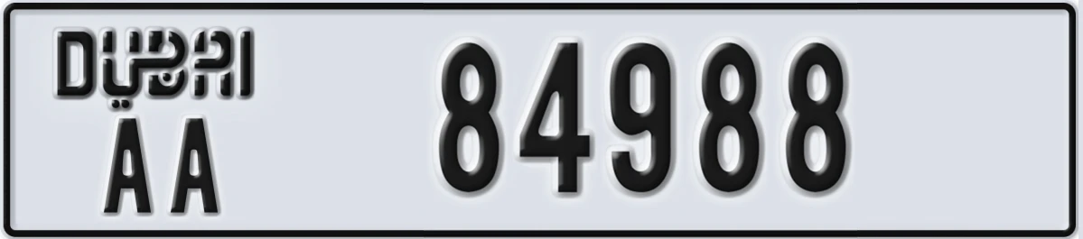UAE License Plate Dubai AA 84988