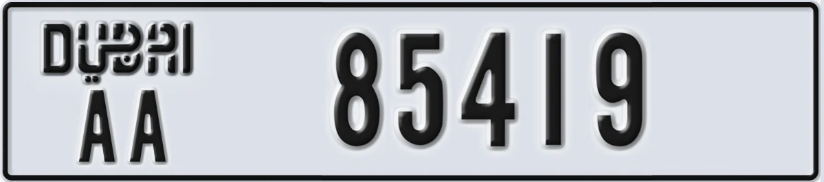 UAE License Plate Dubai AA 85419