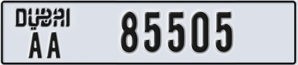 UAE License Plate Dubai AA 85505