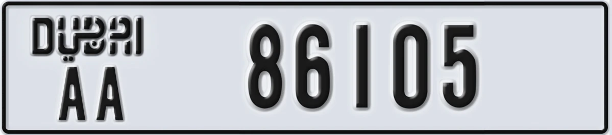 UAE License Plate Dubai AA 86105